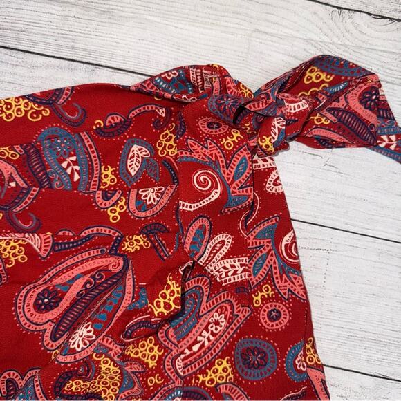 LOFT Women's Paisley Print Ruffle Wrap Skirt Zesty Red Size 4 - Picture 5 of 10